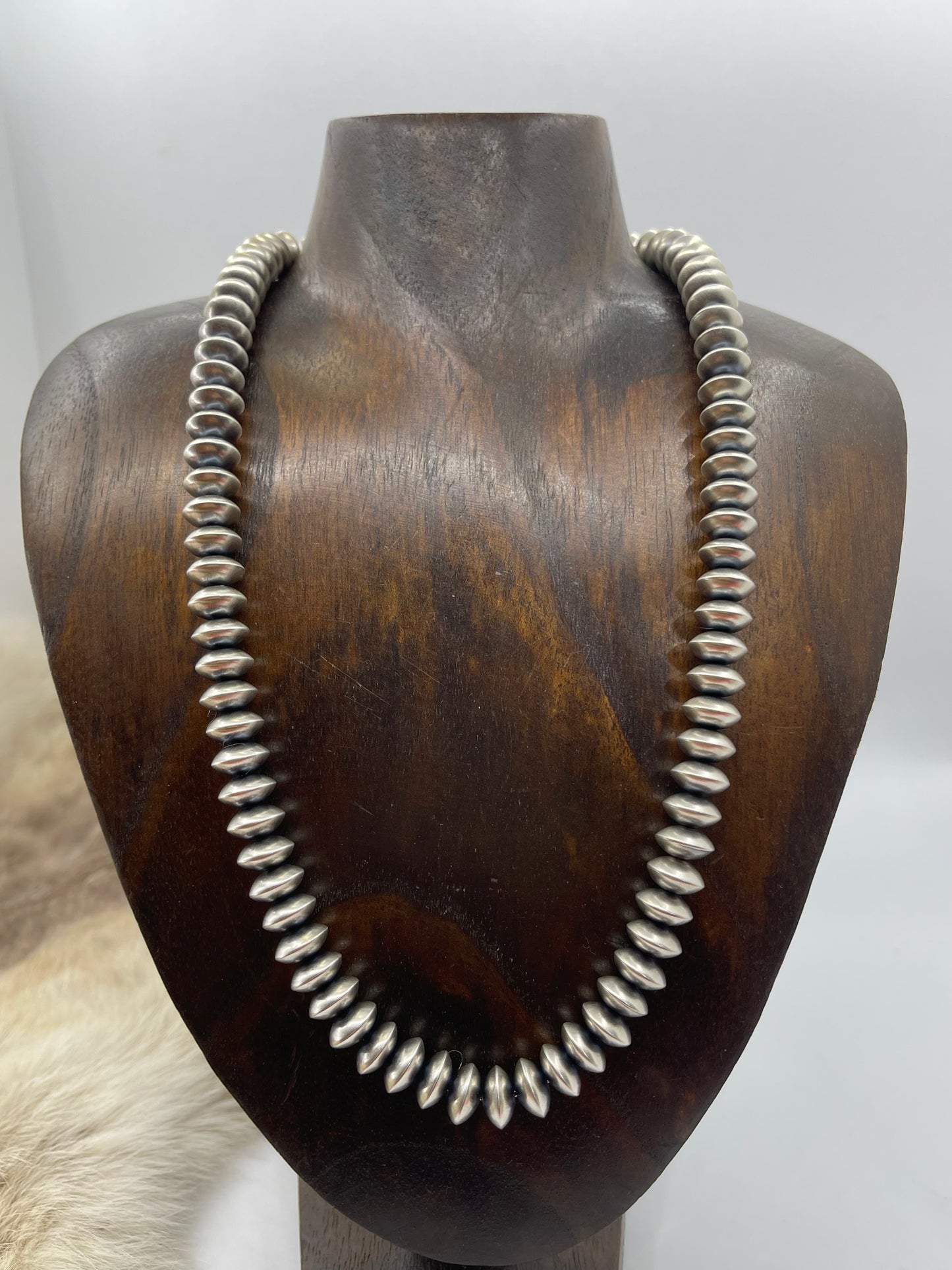20" 11mm Handmade Navajo Pearls by Bryannen Halwood, Navajo