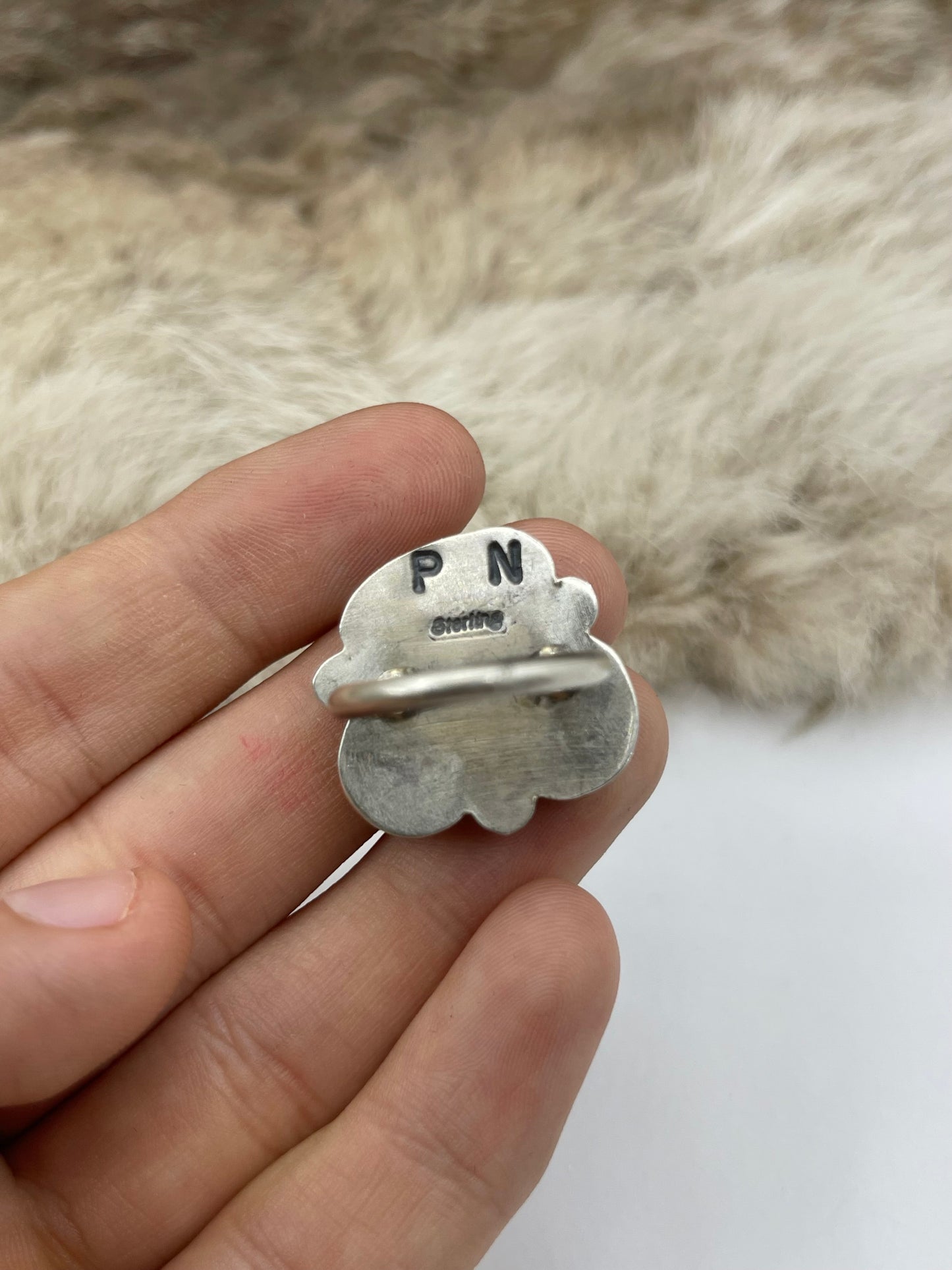 7.5 3 Stone Palomino Turquoise Ring by Phil Nez, Navajo
