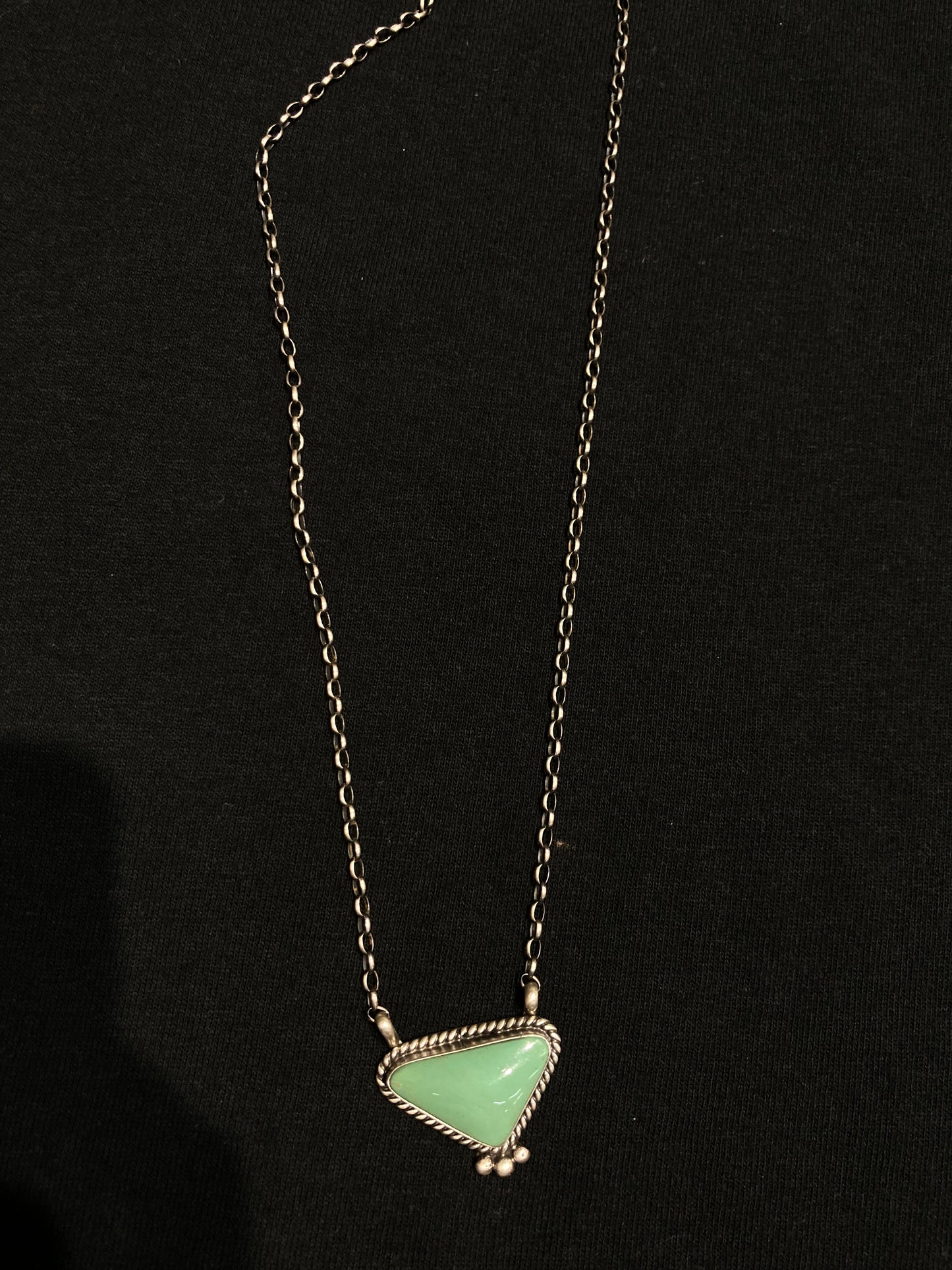 18" Kingman Turquoise Triangle Necklace by Augustine Largo, Navajo