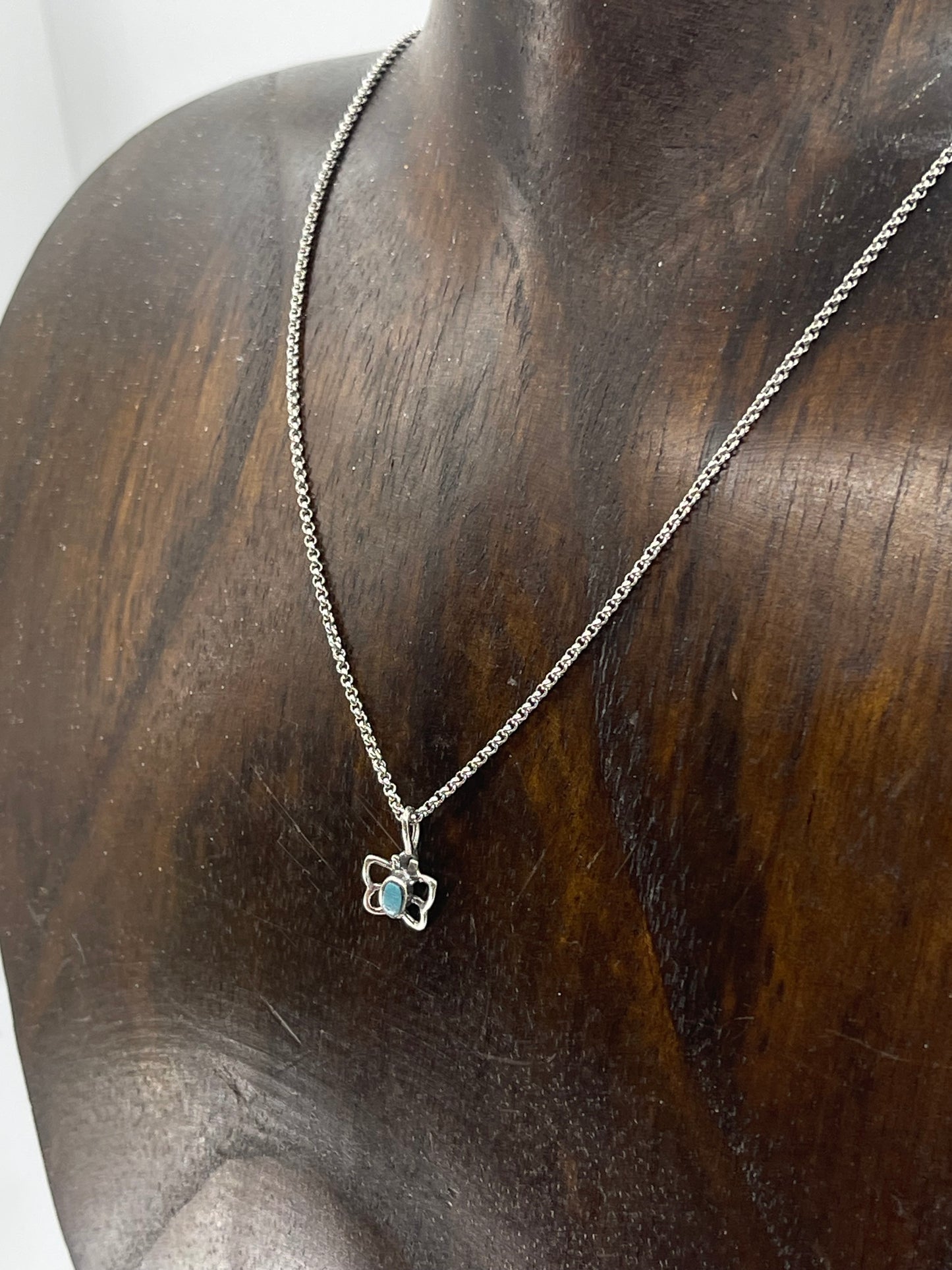 18" Tiny Turquoise Butterfly Necklace