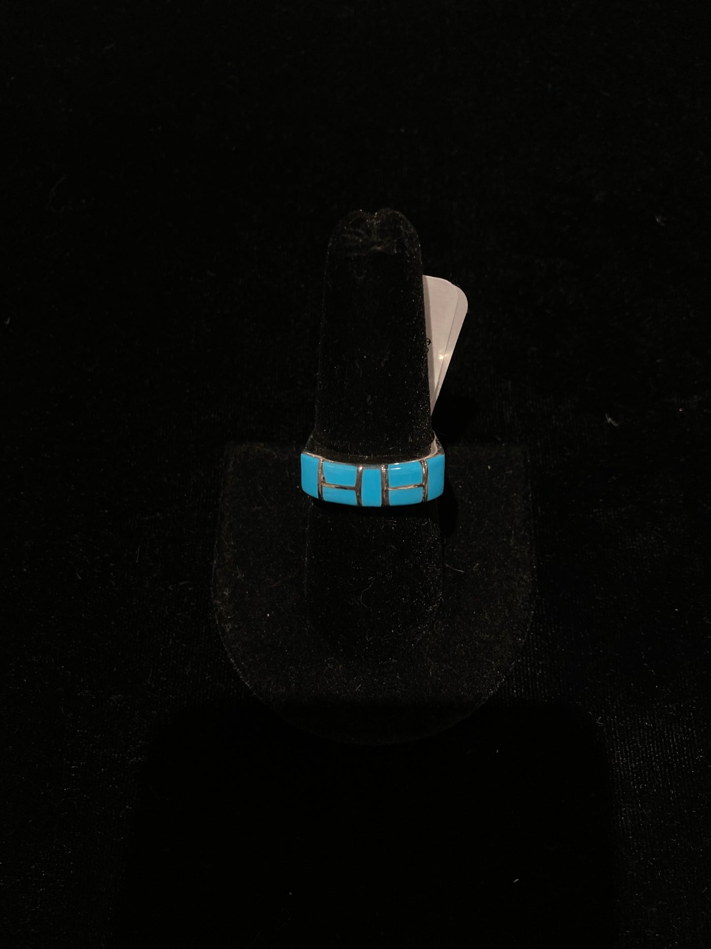 9.0 Inlay Turquoise Ring by Verna Kanesta, Zuni