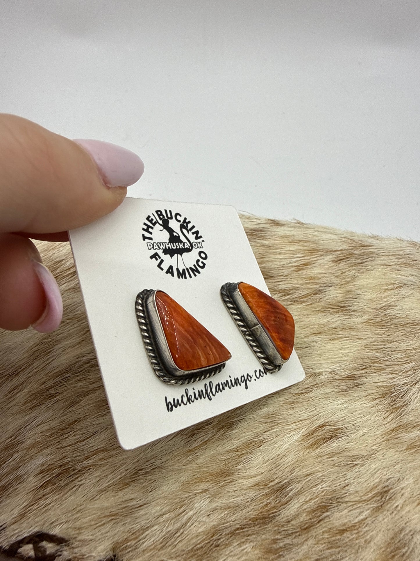 Spiny Oyster Earrings by Chassity Belone, Navajo
