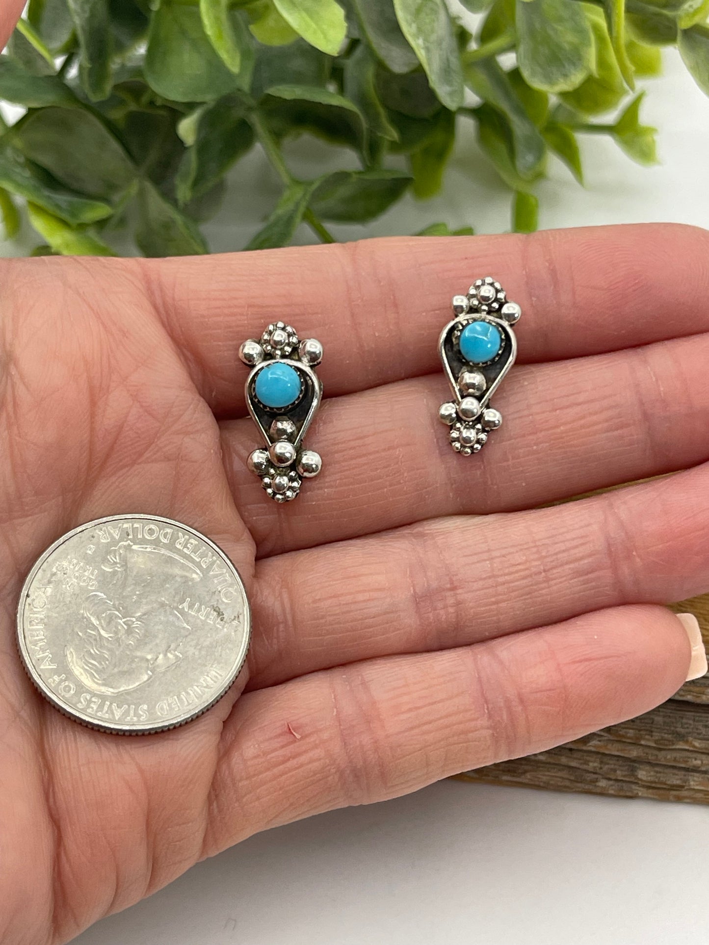 Post Teardrop with Turquoise Earrings
