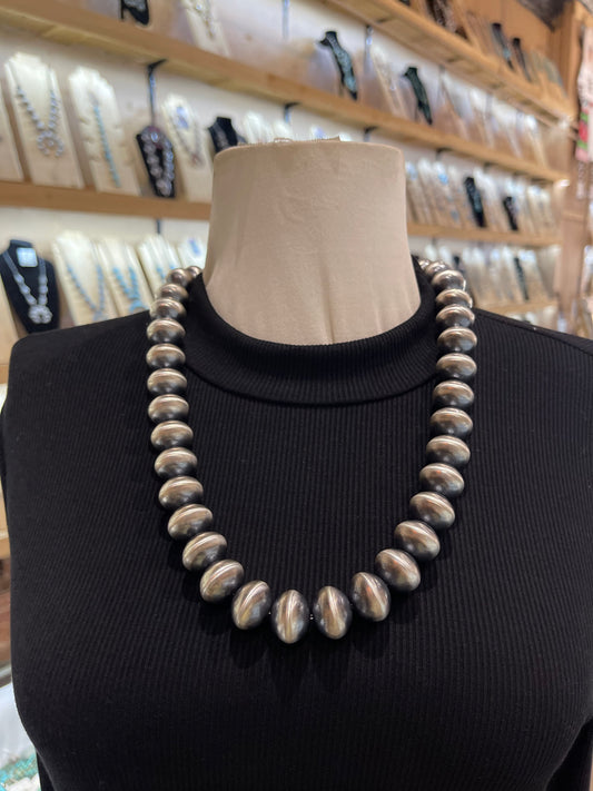 24” 18.5 MM Semi Round Handmade Navajo Pearls by Bryannen Halwood, Navajo