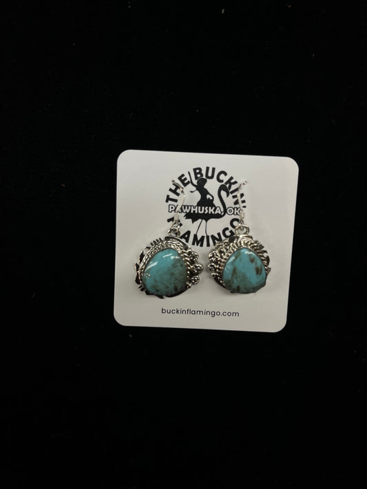 Turquoise Dangle Earrings by Arlene Lewis, Navajo