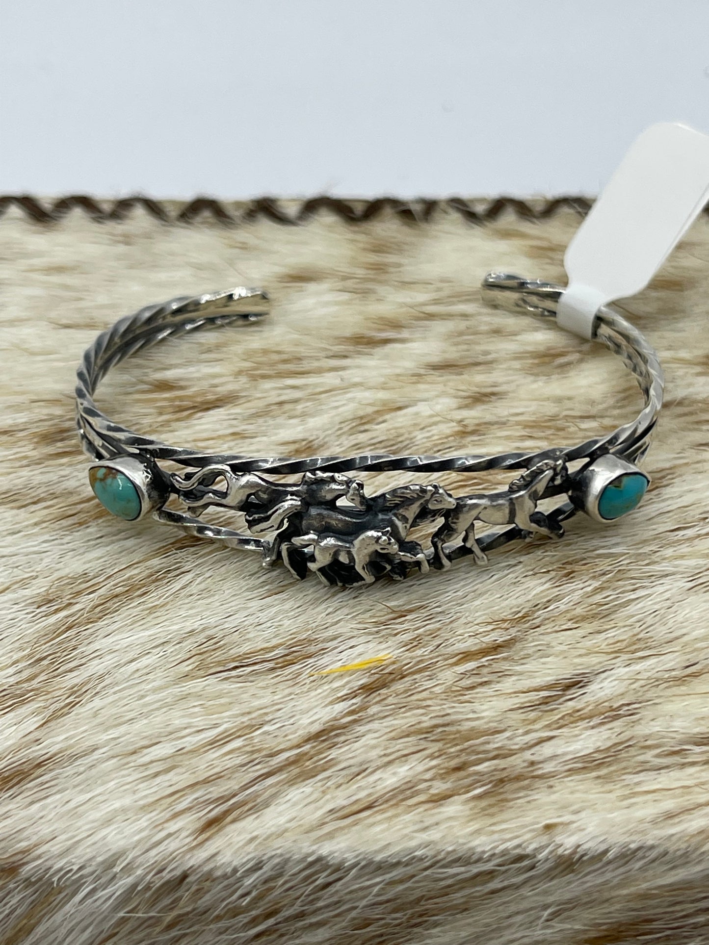5.5”- 7” Turquoise Horse Cuff by Bobby Platero, Navajo