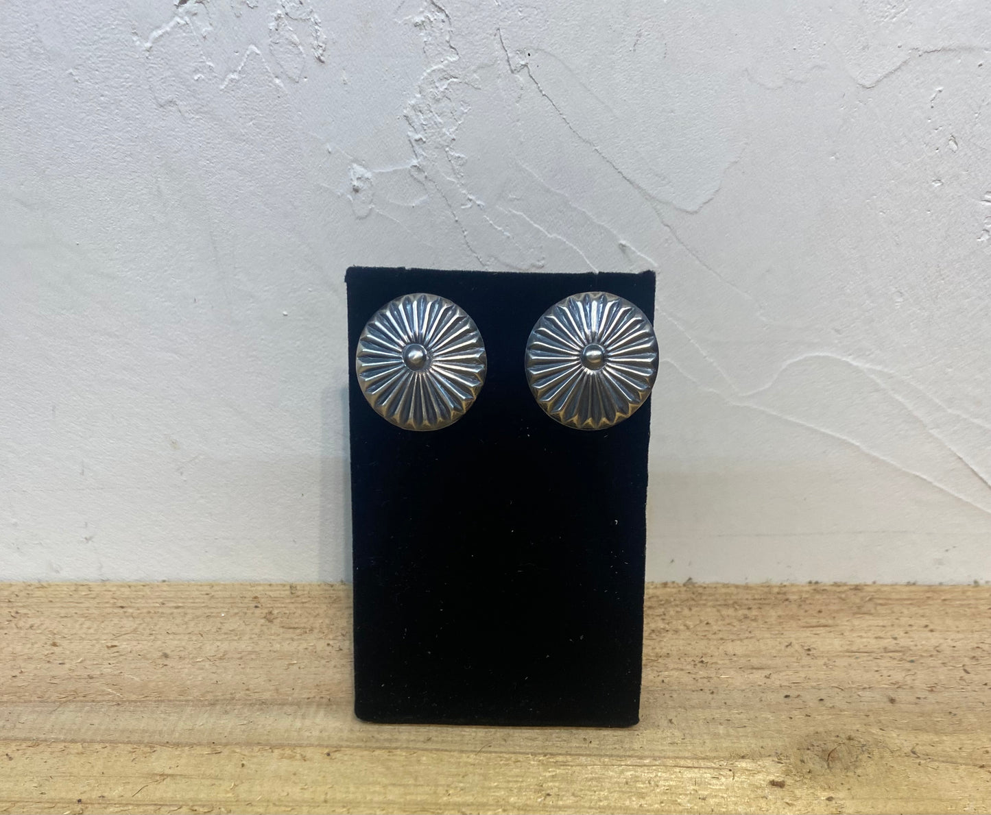 Hand Stamped Sterling Silver Concho Earrings by Rita Daye