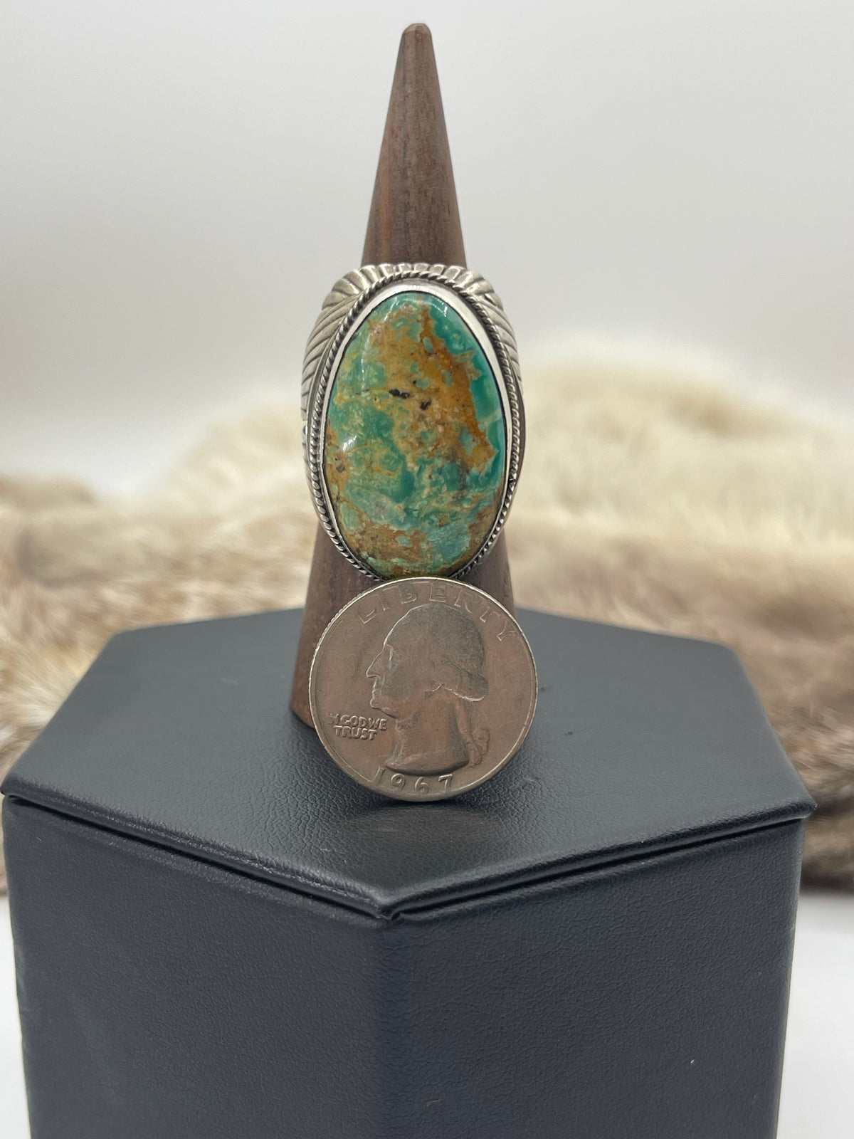 9.0 Royston Turquoise Ring by Steven Nez, Navajo