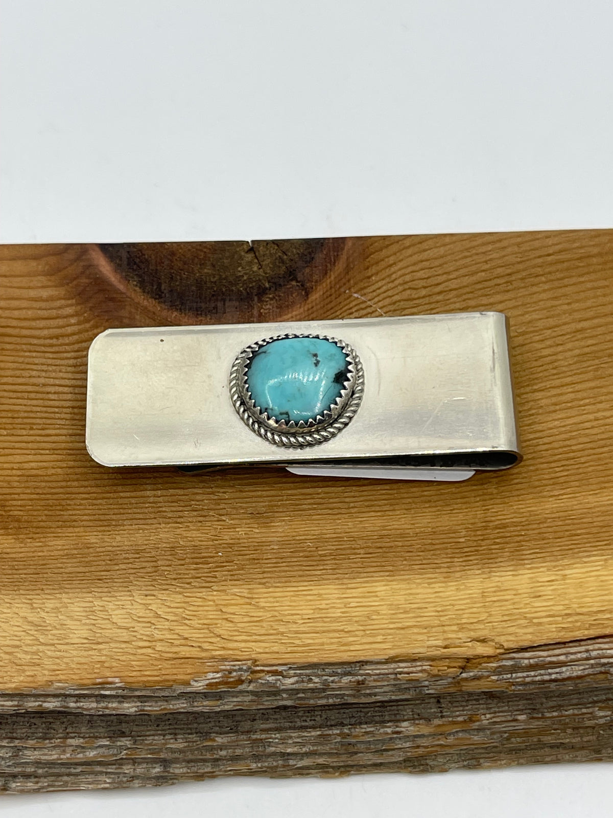 Sterling Silver and Turquoise Money Clip by Sally Arviso, Navajo