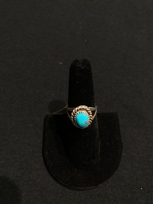 6.5 Dainty Turquoise Circle Ring