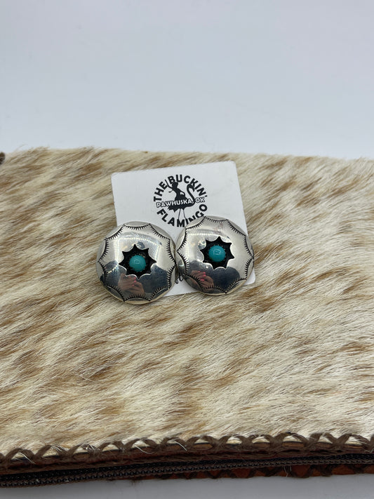 Turquoise Shadowbox Earrings by Felix Perry, Navajo