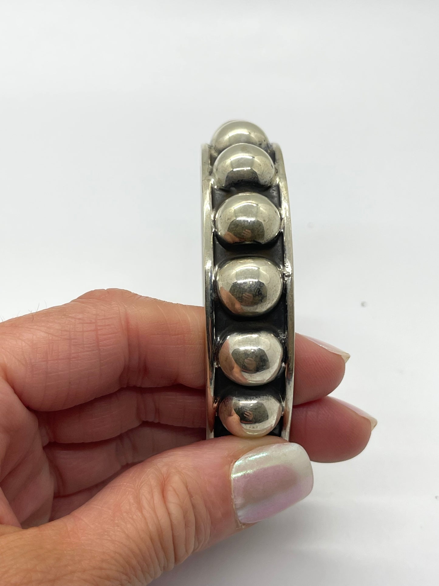 Sterling Silver Bubble Bangle with 12mm Silver Dot