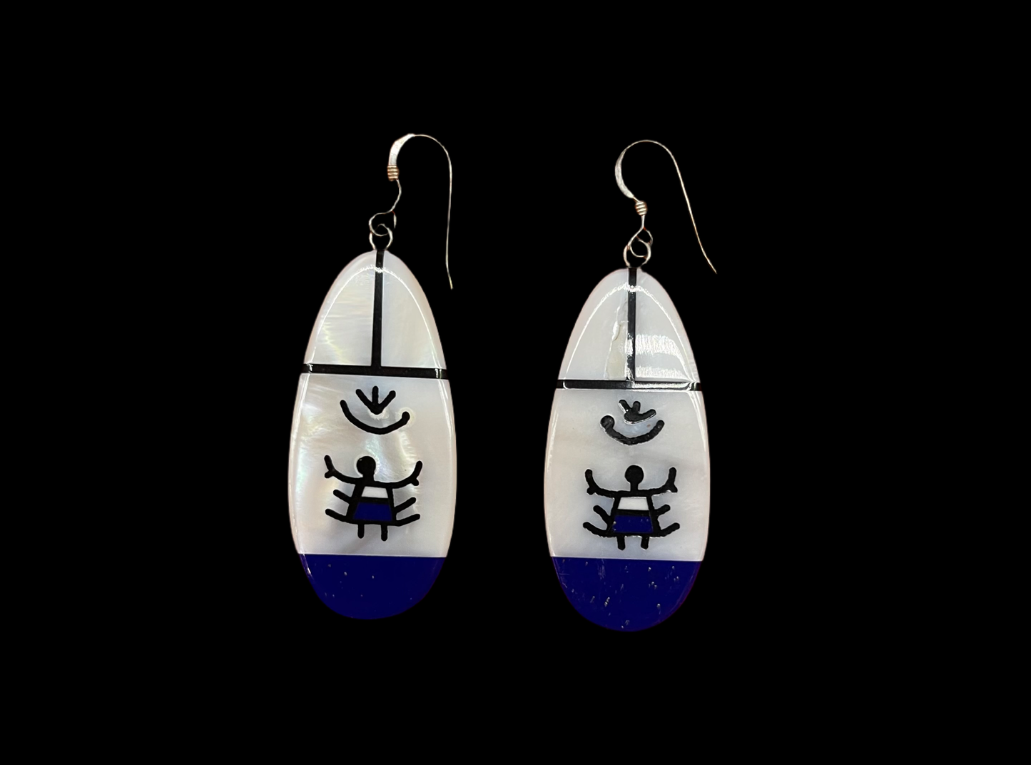 Mother of Pearl and Lapis Slab Dangles, Santo Domingo Made