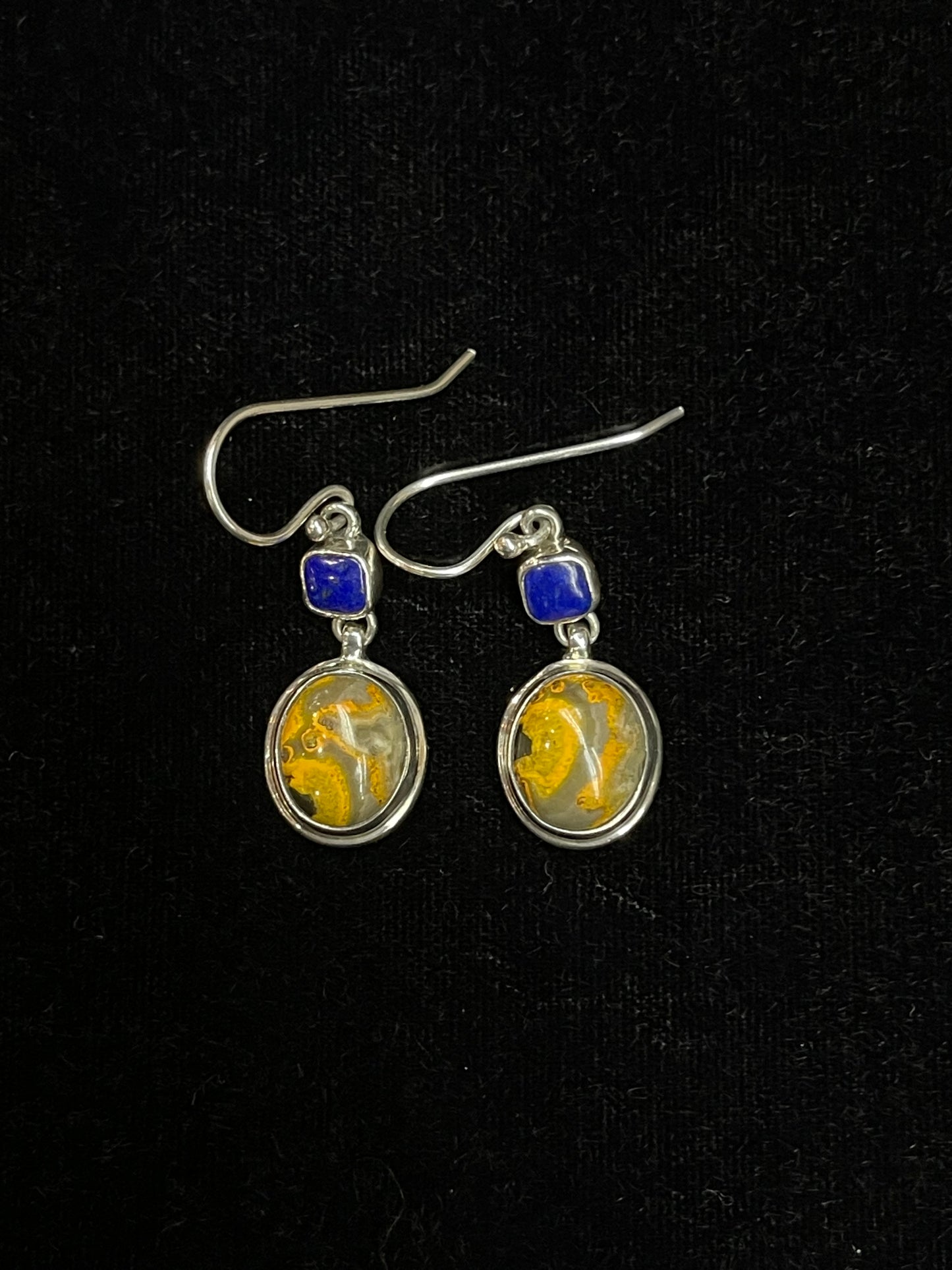 Bumblebee Jasper and Lapis Dangle Earrings