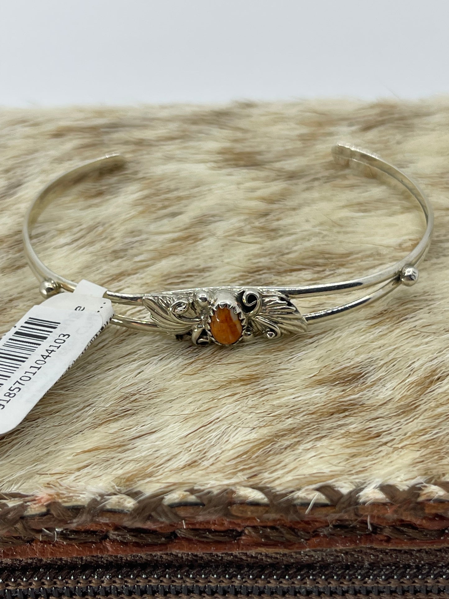 5 3/4"-7" Orange Spiny Oyster Cuff by Judy Largo, Navajo
