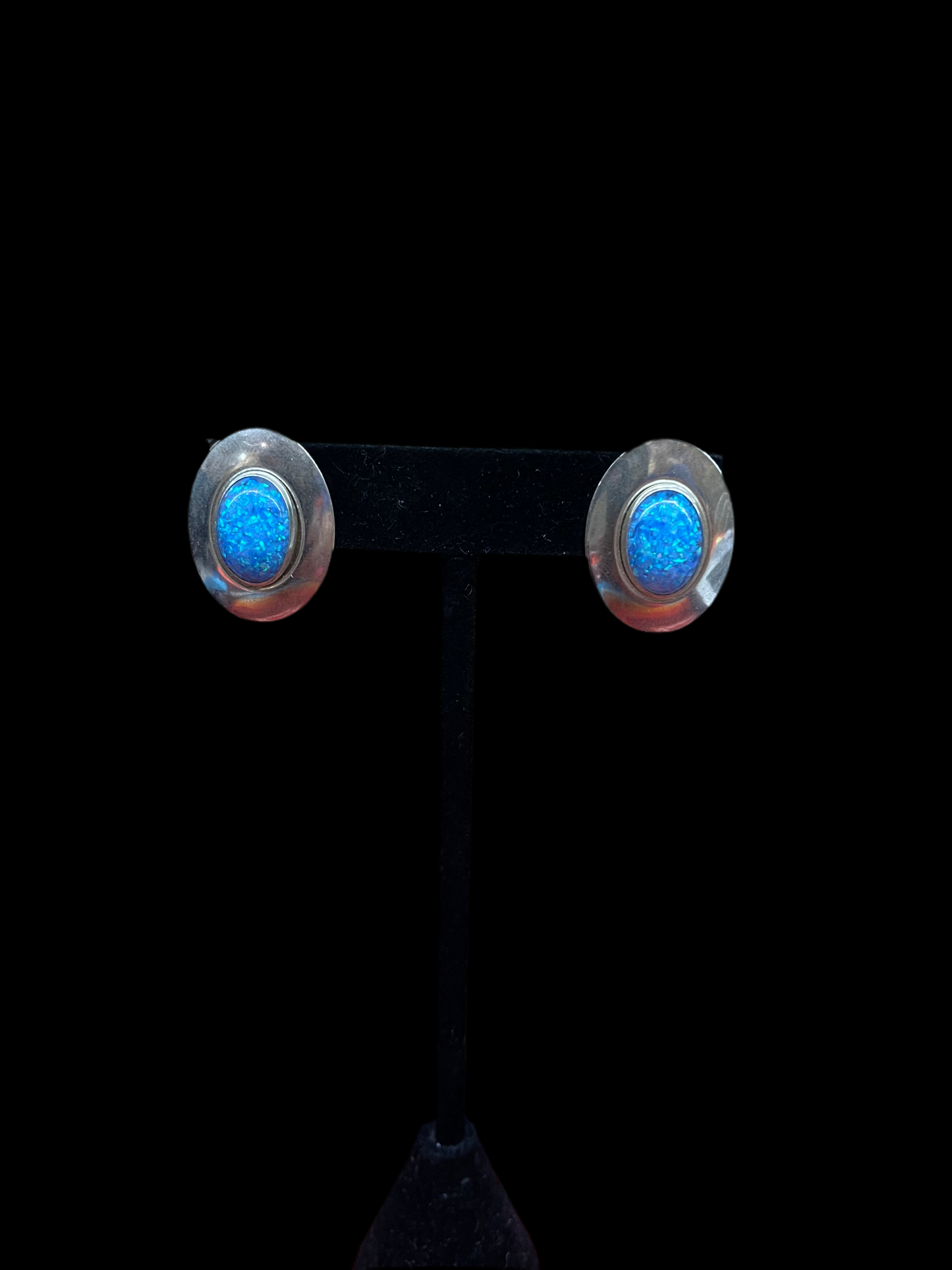Blue Opal Post Earrings