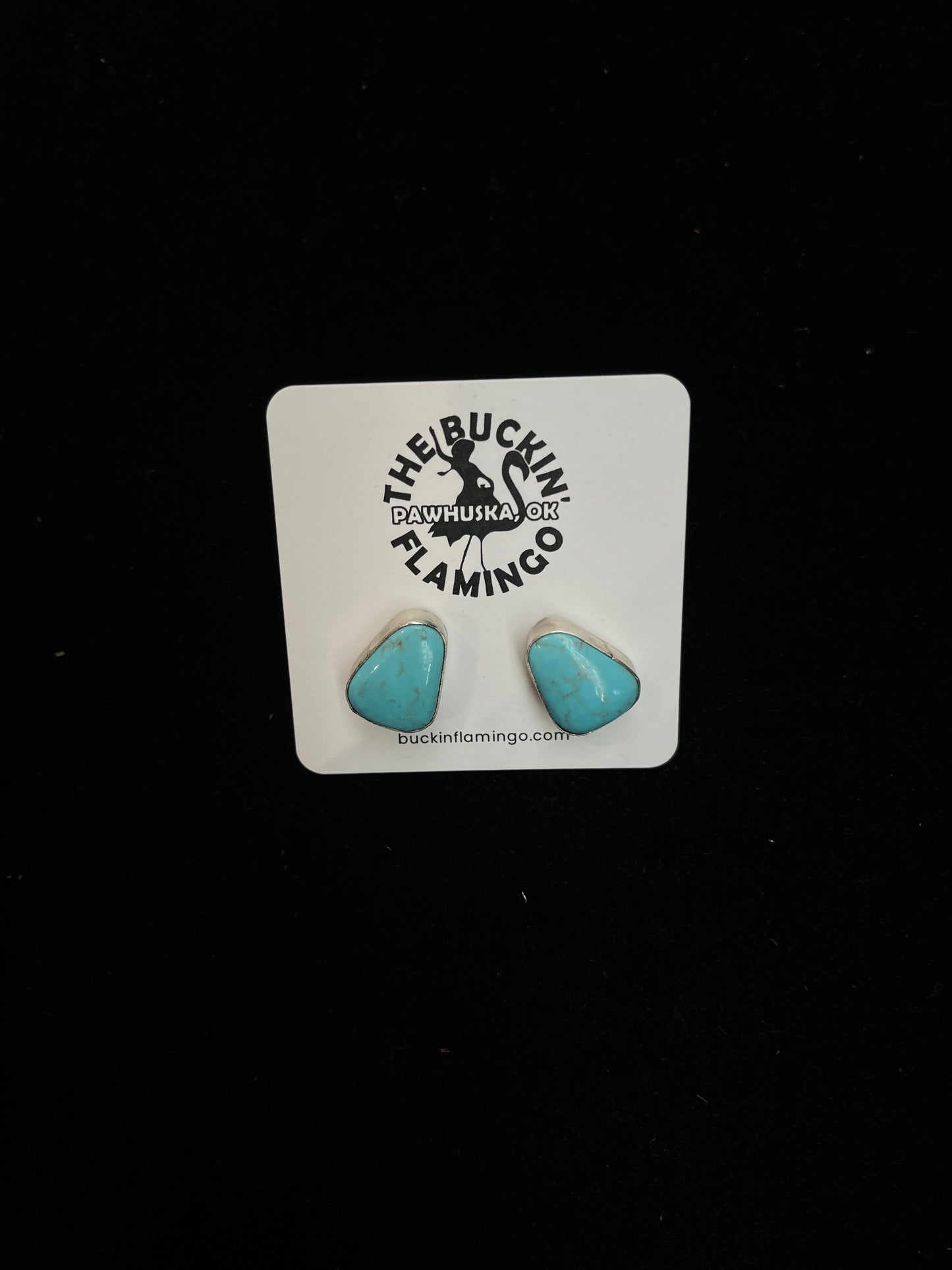 Triangle Kingman Turquoise Post Earrings by Sheryl Kee, Navajo