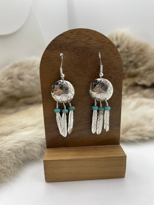 CONCHO DREAMCATCHER WITH FEATHERS BY EMILIA TSOSIE, NAVAJO