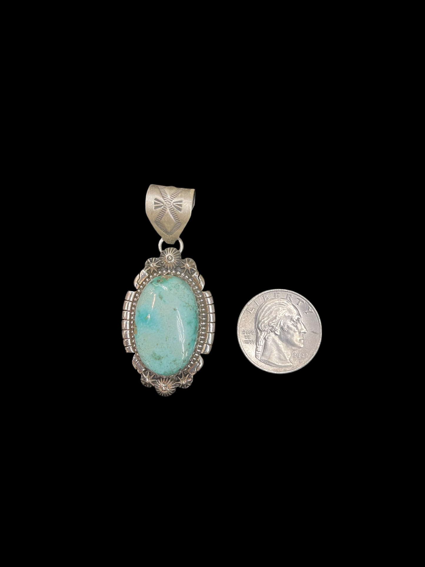 Lone Mountain Turquoise Pendant by Tim Vandever, Navajo