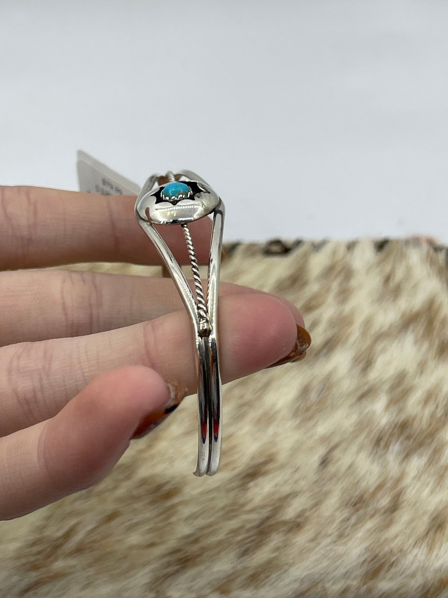 5 1/4"-6 3/4" Turquoise Shadowbox buff by James Spencer, Navajo