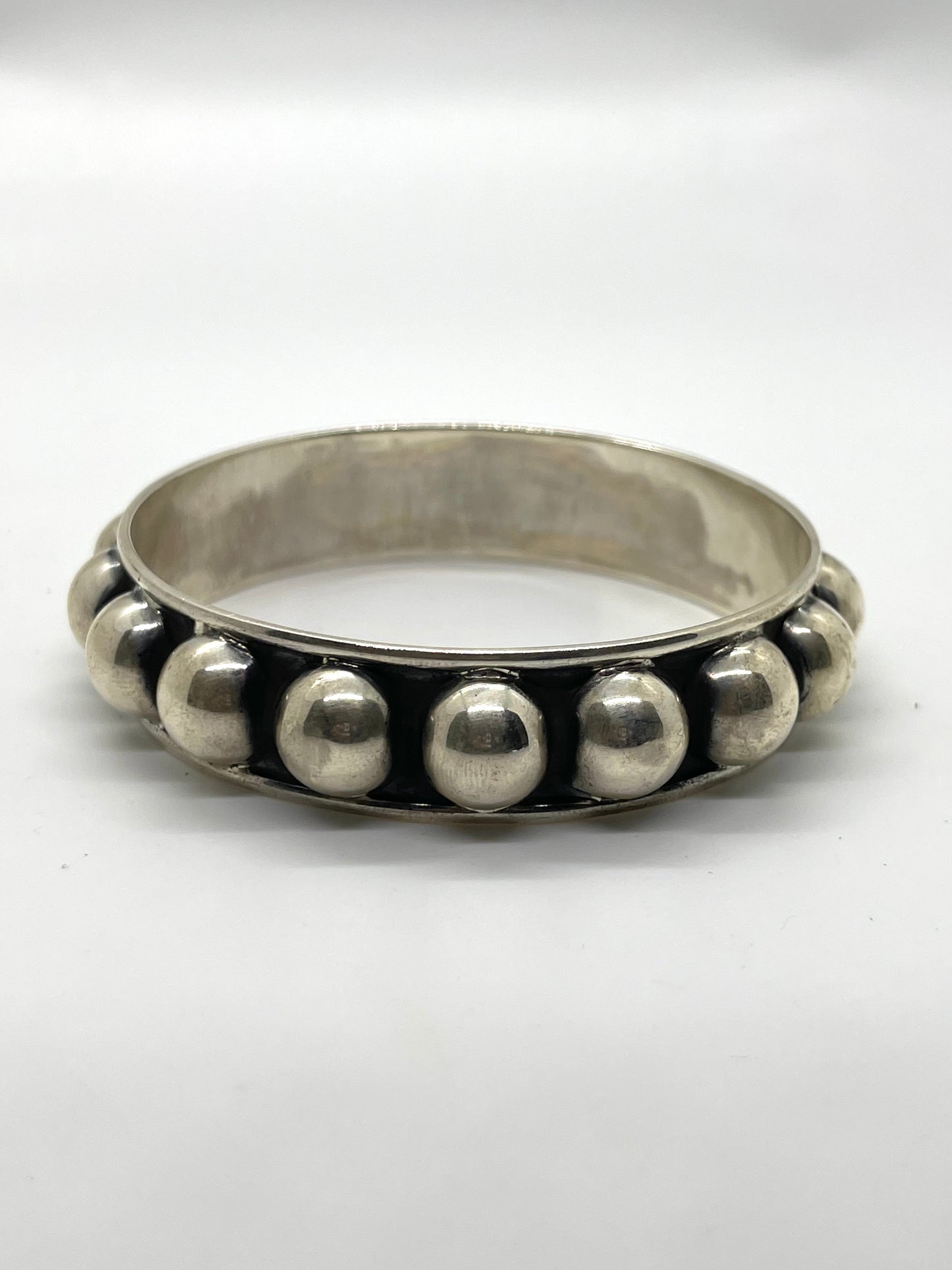Sterling Silver Bubble Bangle with 12mm Silver Dot