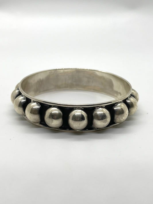 Sterling Silver Bubble Bangle with 12mm Silver Dot