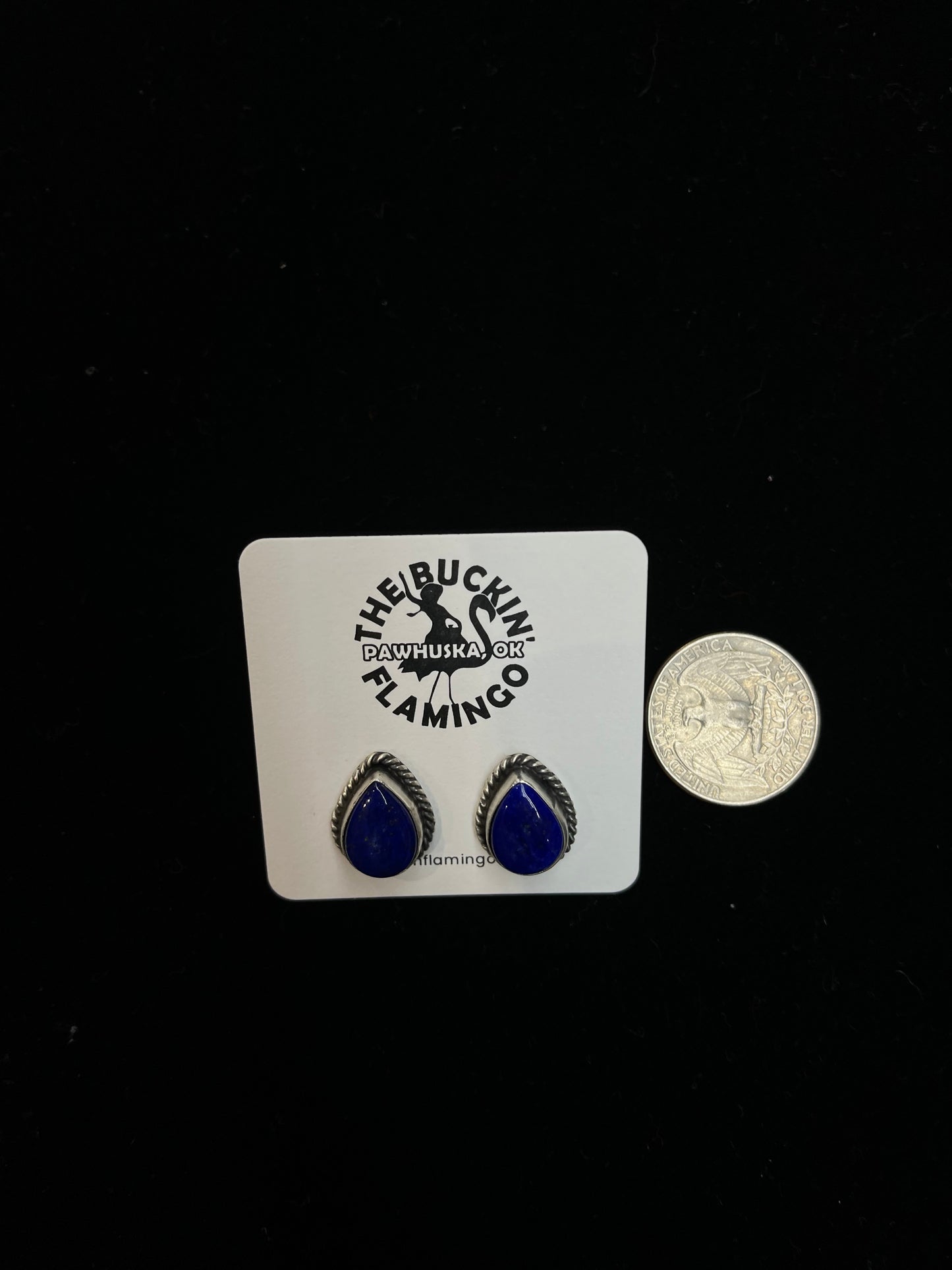 Teardrop Lapis Post Earrings by Judith Dixon, Navajo