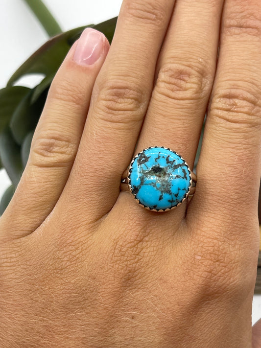 9.0 Turquoise Circle Rough Cut Ring