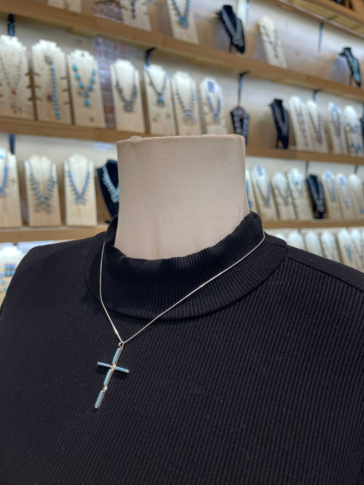 18" Inlay Zuni Sundance Pendant by James Cheama, Zuni