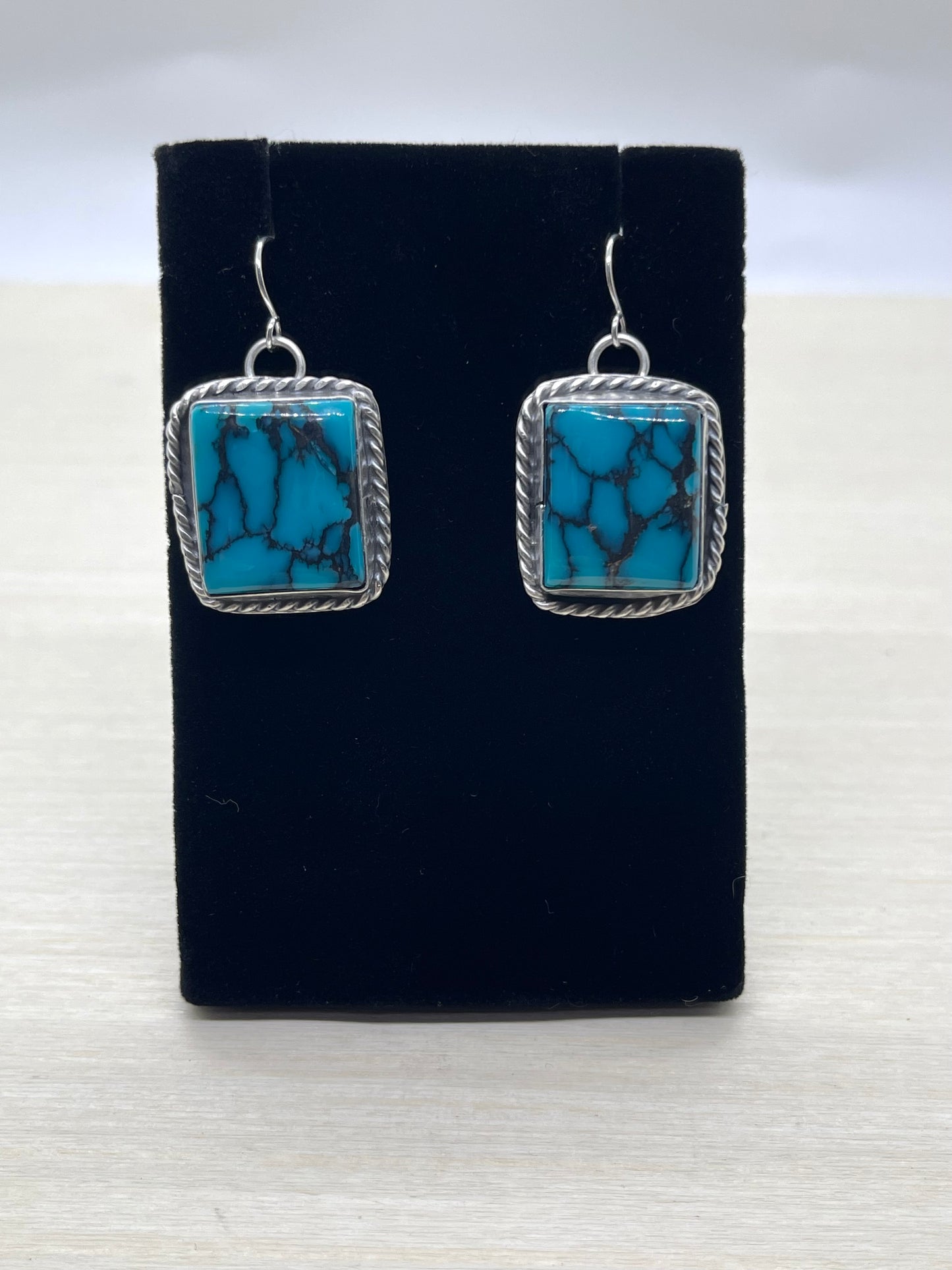 Egyptian Turquoise Rectangle Earrings by Boyd Ashley, Navajo