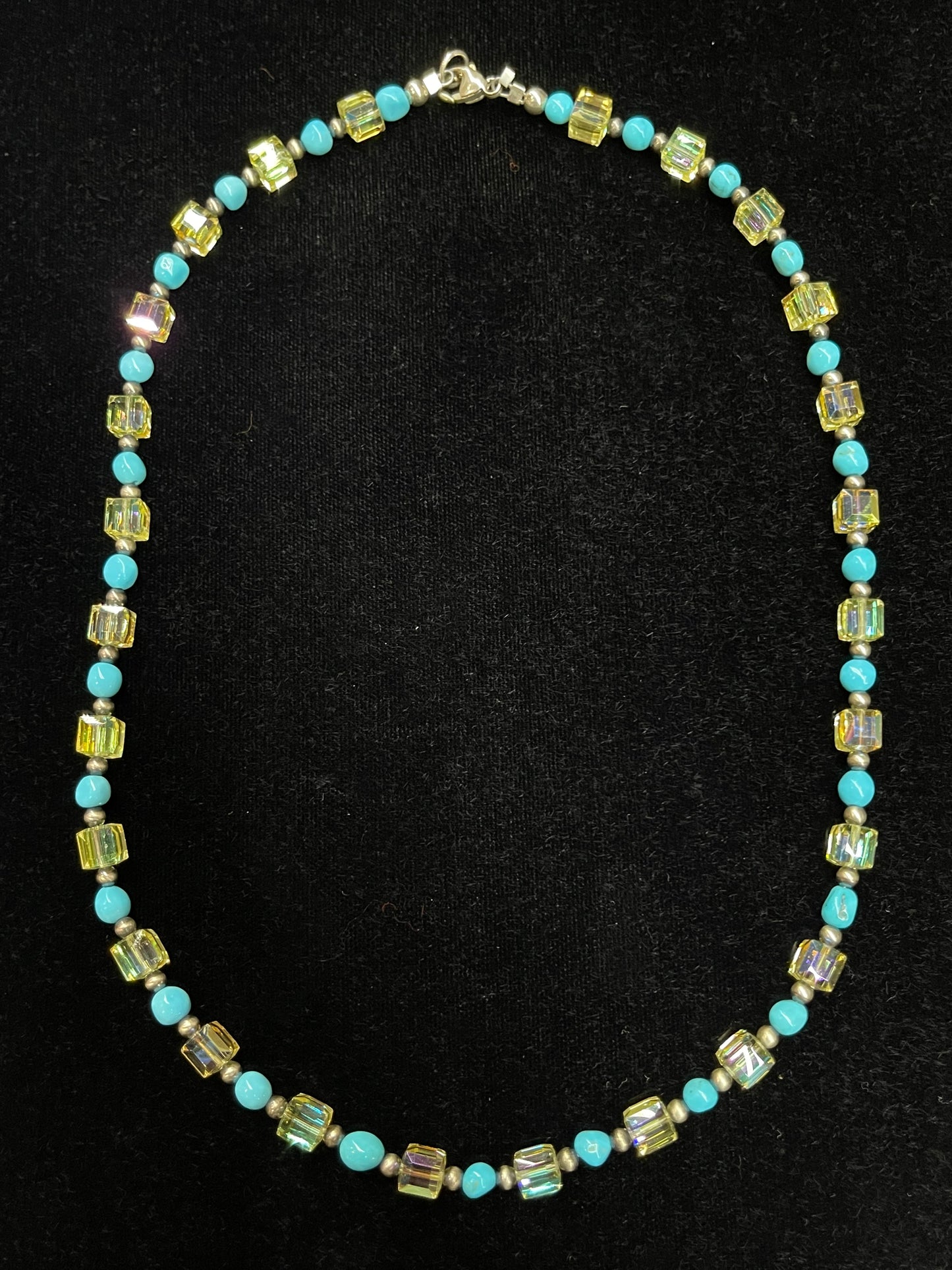 LOT 74 8/16 Yellow Swarovski Crystals and Sleeping Beauty Turquoise Necklace