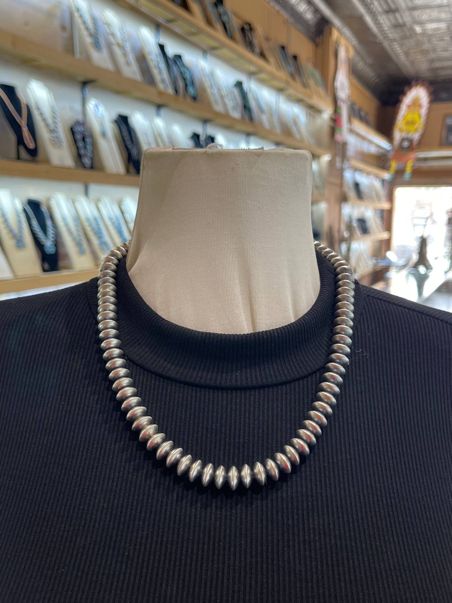20" 11mm Handmade Navajo Pearls by Bryannen Halwood, Navajo