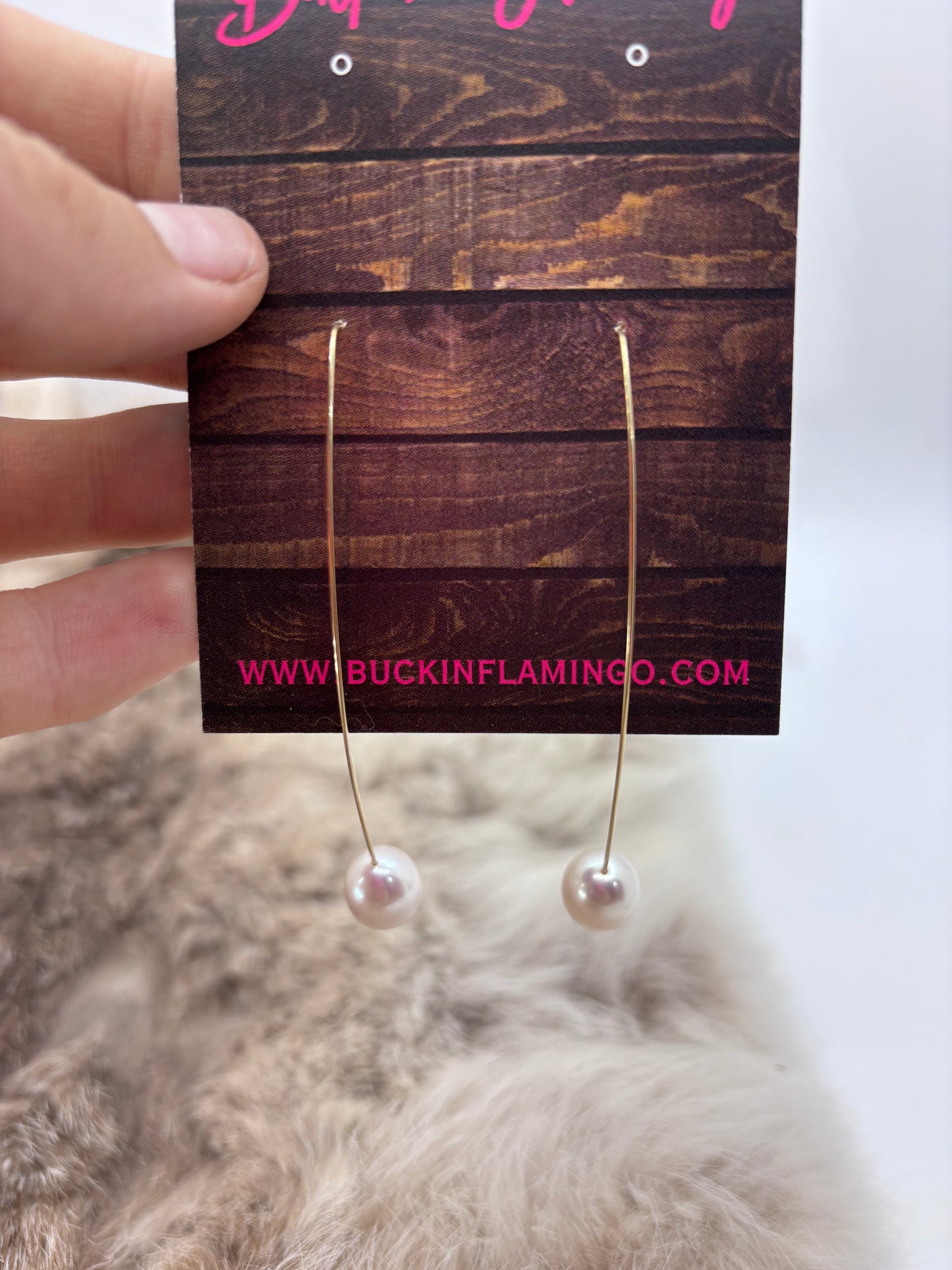 14K Gold Filled Ear Threader W/ Fresh Water Pearl Earrings