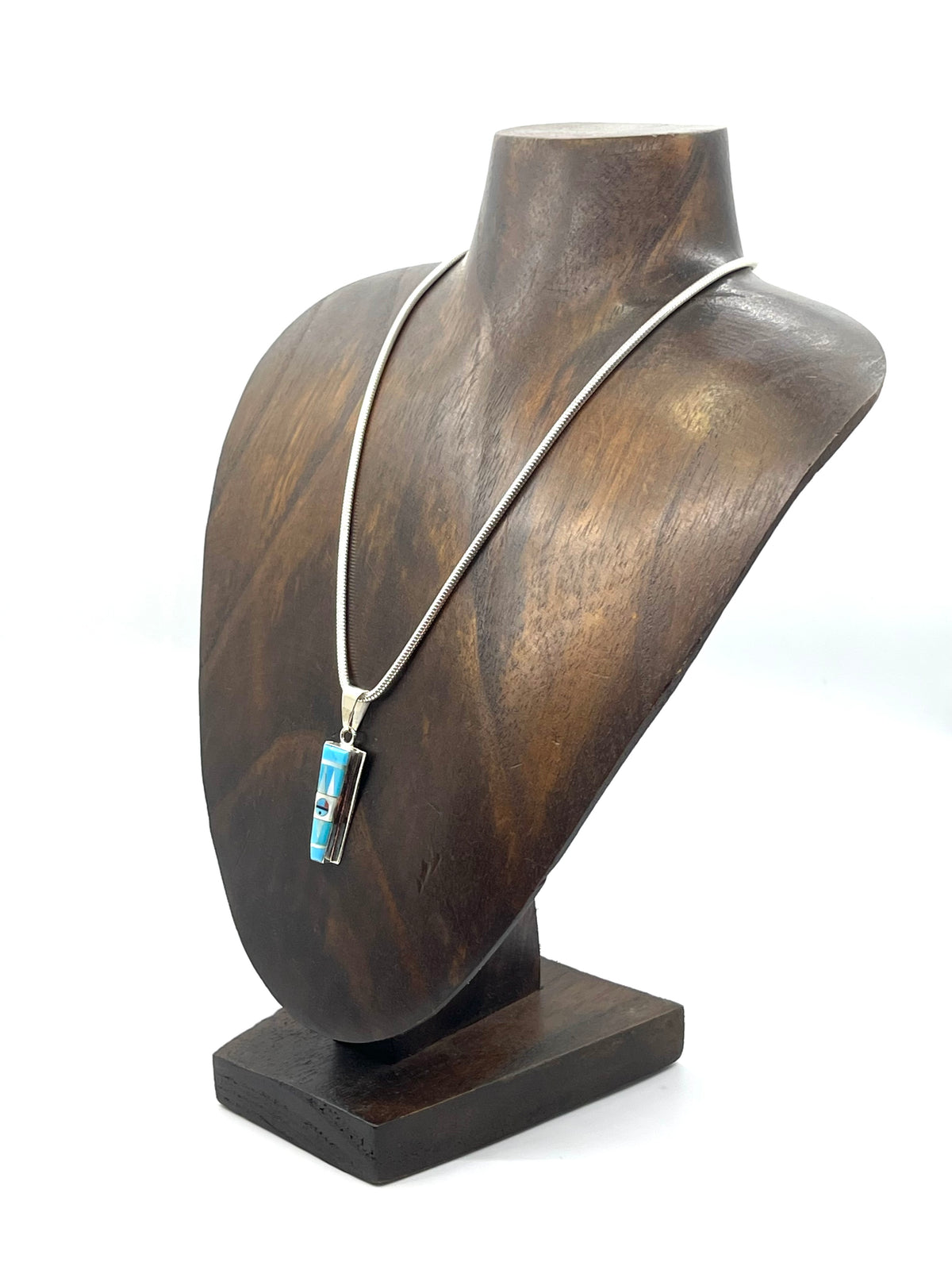 16" Necklace Inlay Sunface Pendant 4.3mm Bail by Patty Edaakie, Zuni
