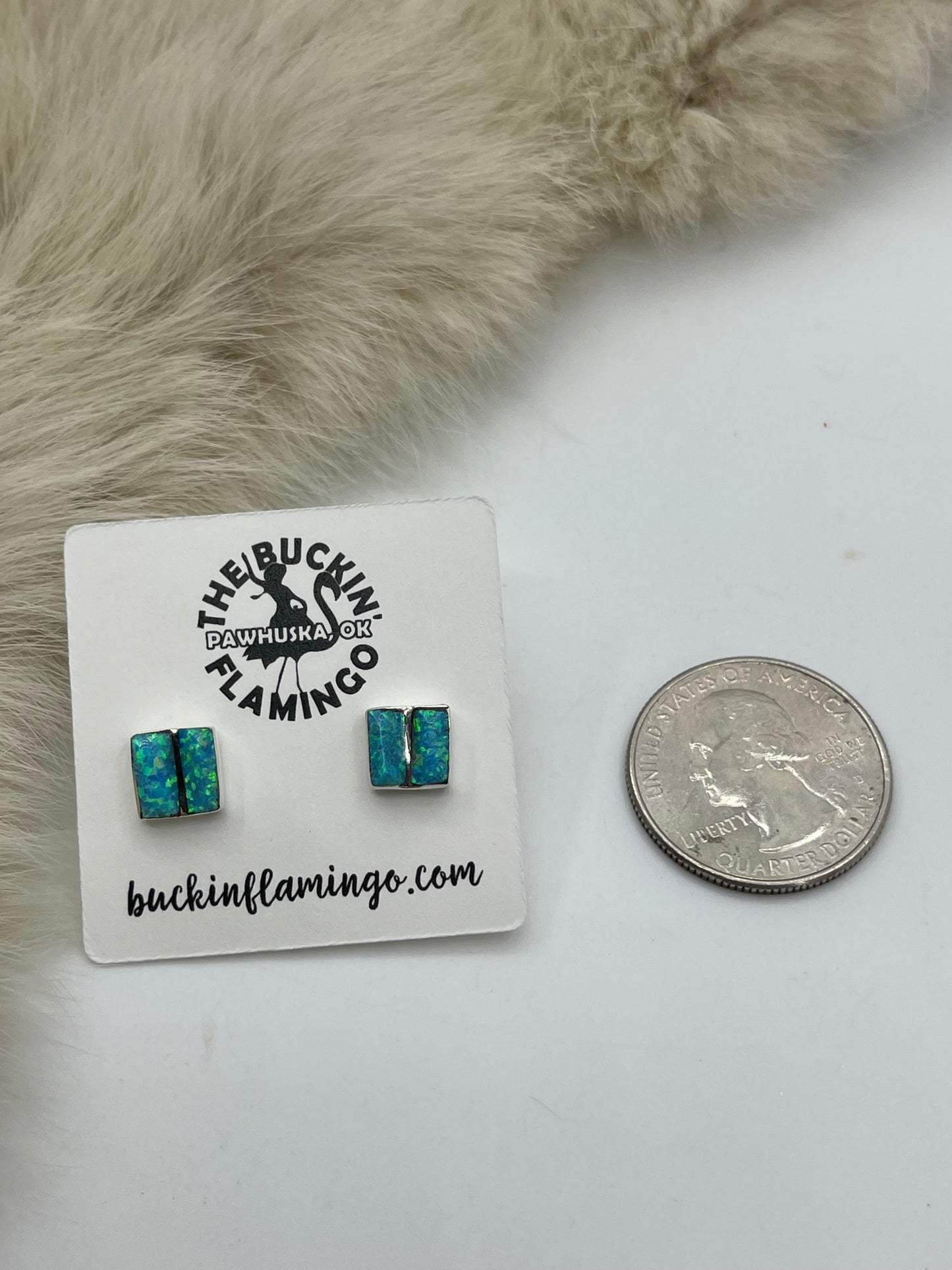 Blue Opal Inlay Post Earrings