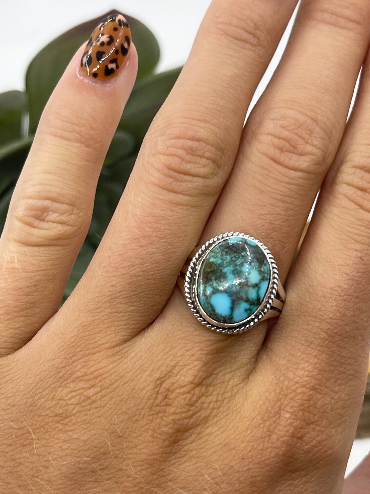 9.0 Turquoise Circle Ring by Judy Largo, Navajo