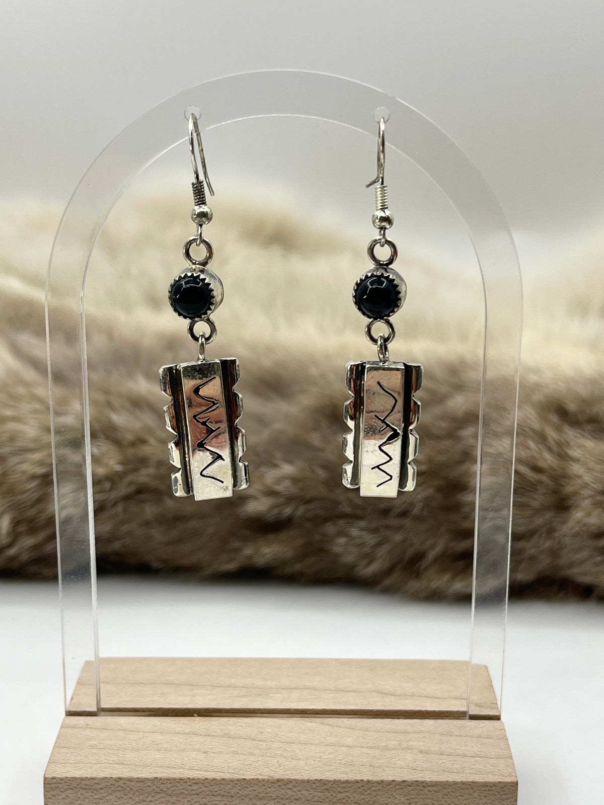 Black Spiny Earrings by Sandra Parkett, Navajo