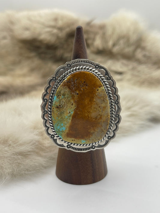 Size 8.0 Royston Turquoise Ring by Jeff Largo, Navajo