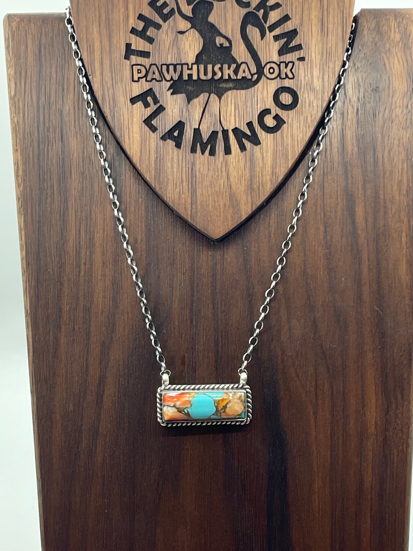 18" Orange Crush Bar Necklace by Johnny Dixon, Navajo