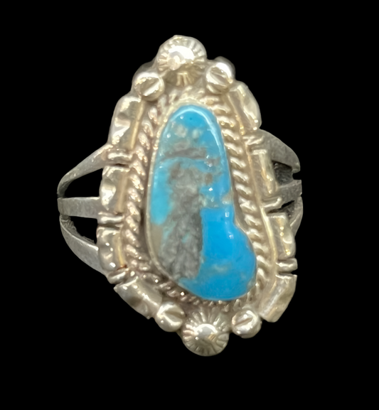 9.0 Turquoise Ring by Alice Sanders, Navajo