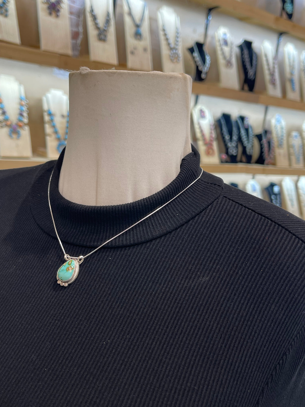 18" Sonoran Gold Turquoise Necklace by Sharon McCarthy, Navajo