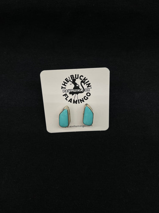 Kingman Turquoise Post earrings by Sheryl Kee, Navajo