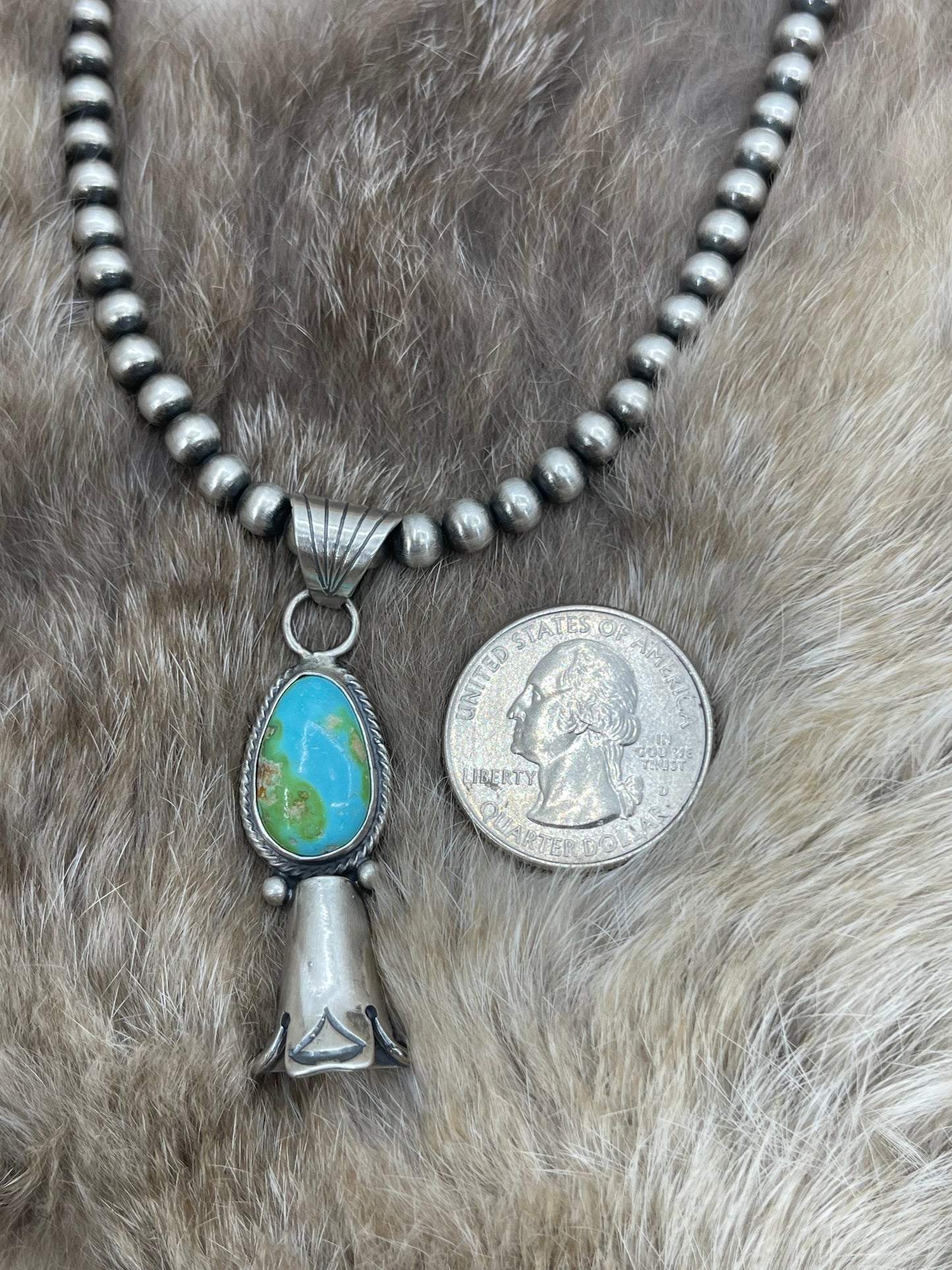 16" Sonoran Gold Turquoise Blossom Pendant Necklace by Sharron McCarthy, Navajo