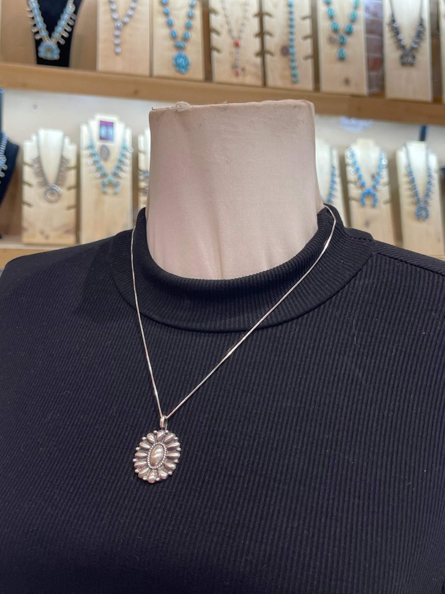 20" Chain with Silver Cluster Pendant by Jimson Berlin, Navajo
