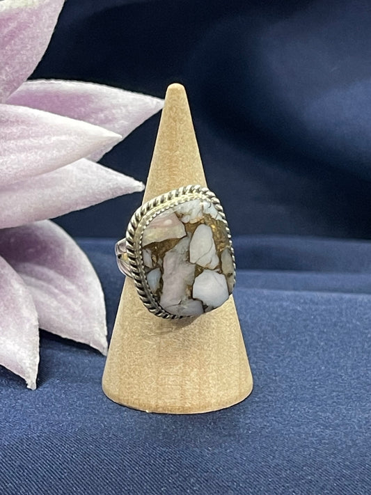 4.0 Mosaic Rhodochrosite Ring