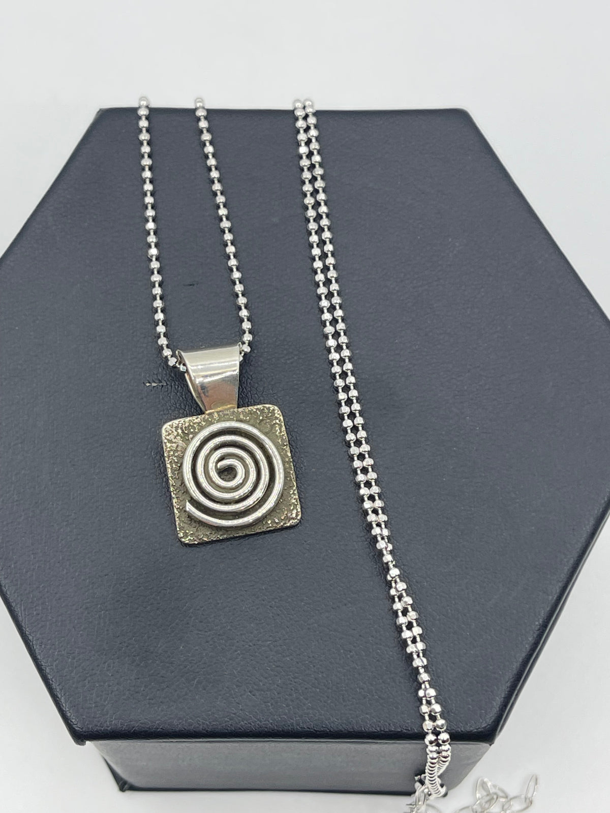 24”+3” Extender Spiral Mini Pendant by Alex Sanchez, Navajo