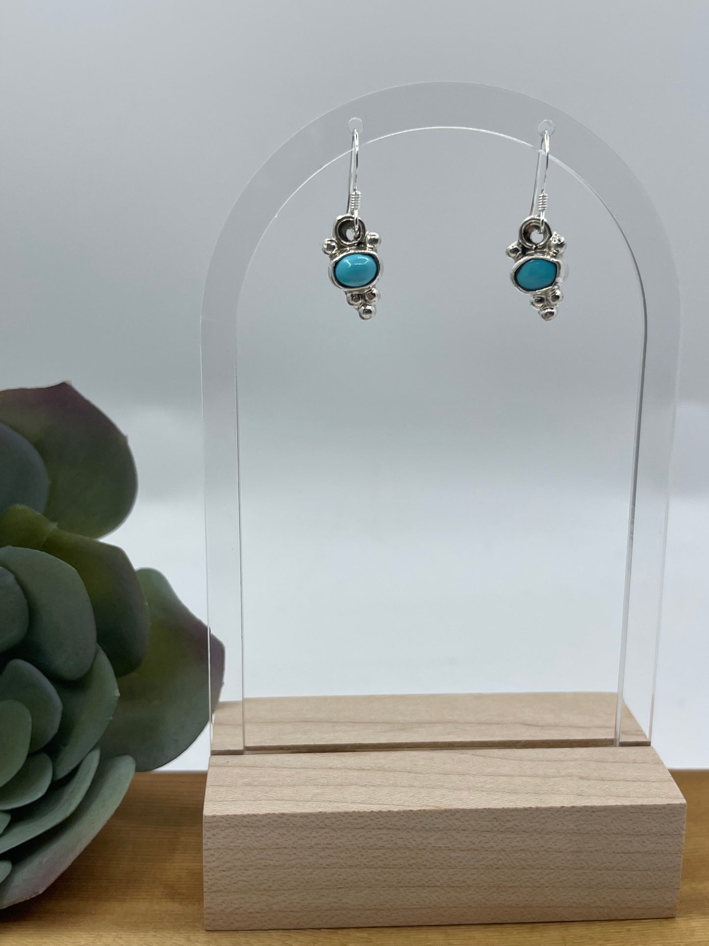 Tiny Turquoise Dangle Earrings by Robert Martinez, Navajo