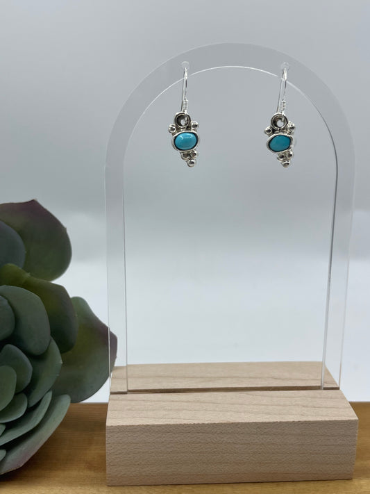 Tiny Turquoise Dangle Earrings by Robert Martinez, Navajo