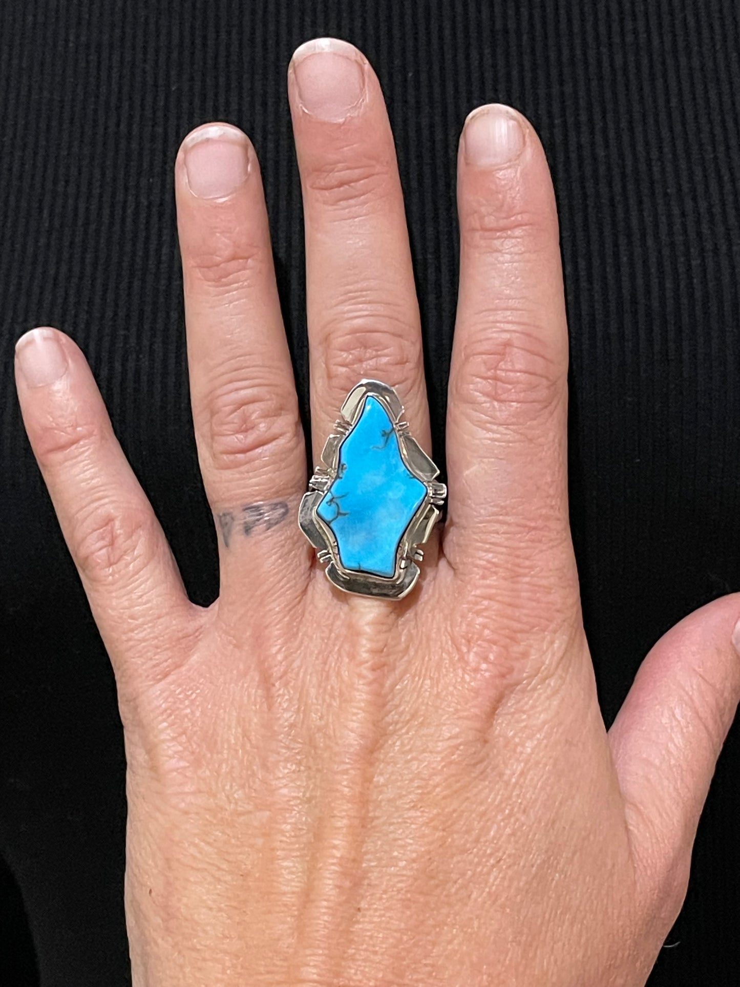 9.5 Turquoise Ring by Evelyn Bahe, Navajo