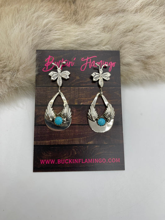 Bumblebee Post Teardrop Dangle Earrings by Phyllis A. Smith, Navajo